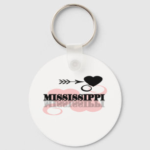 Pink Heart Mississippi Keychain