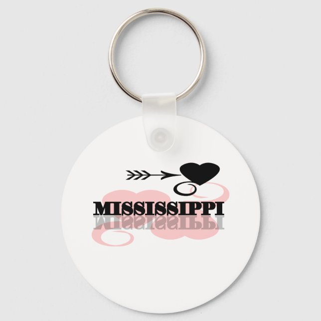 Pink Heart Mississippi Keychain (Front)