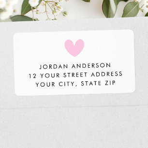 Pink heart modern minimal return address label
