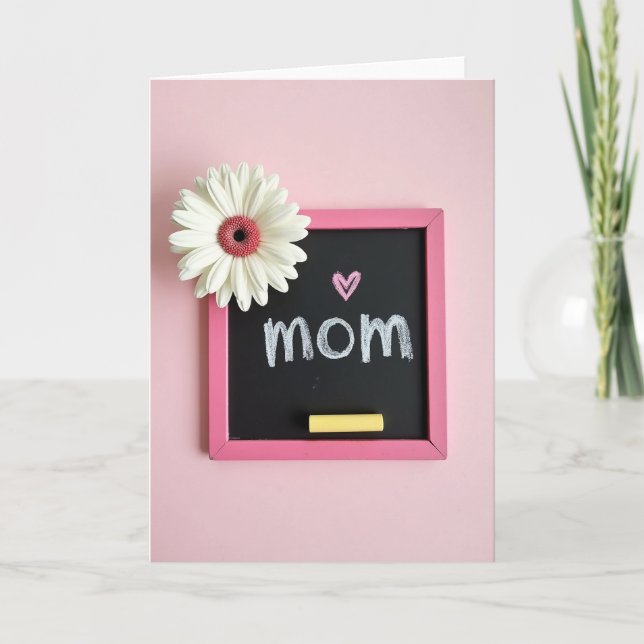 Pink Heart Mom Chalkboard Card (Front)