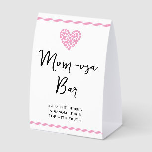 Pink Heart Mom-osa-bar Baby Shower Paper Table Tent