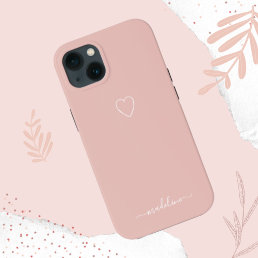 Pink Heart Monogram iPhone 13 Case