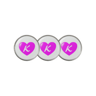 Pink Heart Monogram Golf Ball Marker
