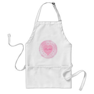Pink Heart Monogram Initial Letter Chic Woman Adult Apron