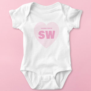 Pink Heart Monogram Newborn White Outfit Custom Baby Bodysuit