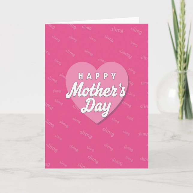 Pink Heart Mothers Day Art Card (Front)