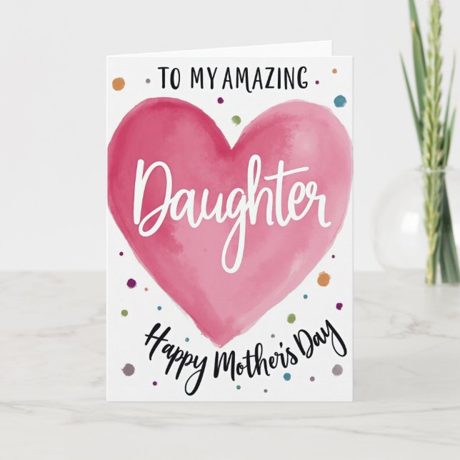 Pink Heart Mothers Day Design Card (Front)