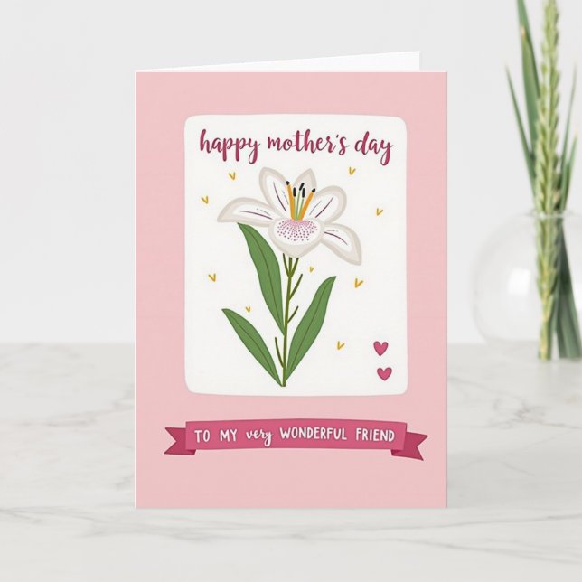 Pink Heart Mothers Day Friend Card (Front)