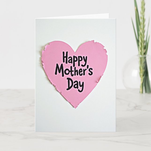 Pink Heart Mothers Day Greeting Card (Front)
