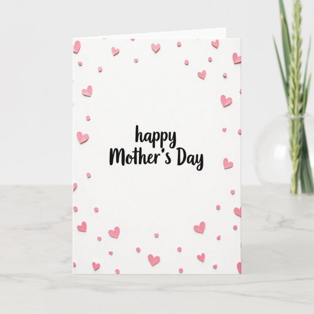 Pink Heart Mothers Day Message Card (Front)