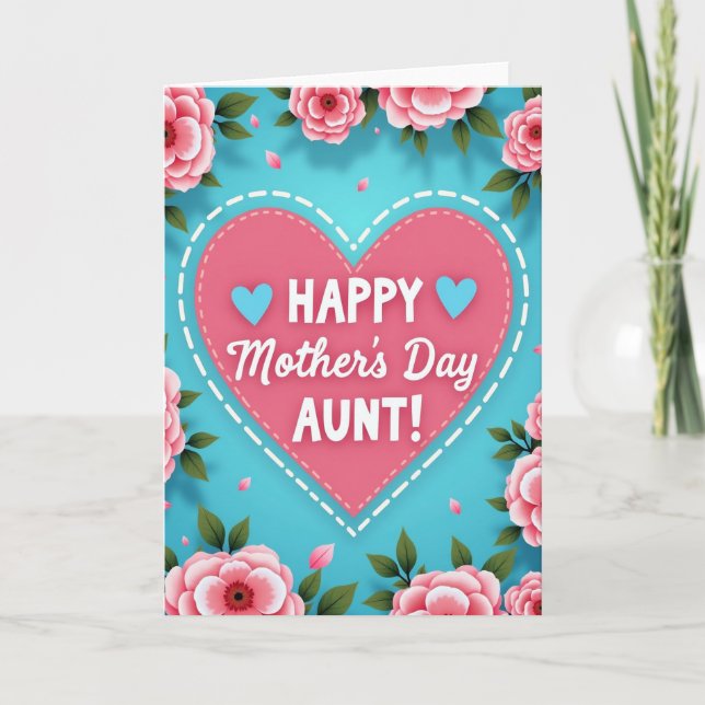 Pink Heart Mothers Day Wish Card (Front)
