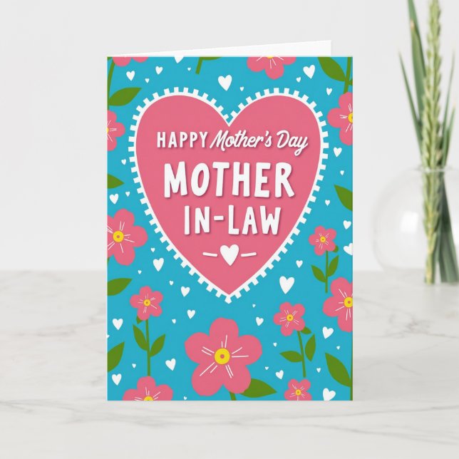 Pink Heart Mothers Day Wishes Card (Front)