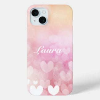 Pink Heart Name iPhone 15 Plus Case
