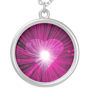 Pink Heart necklace round