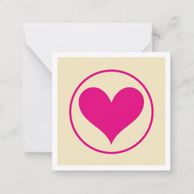 Pink heart  note card (Front)