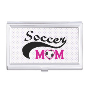 Pink Heart O Soccer Mom Business Card Case