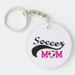 Pink Heart O Soccer Mom Keychain