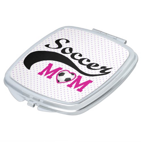 Pink Heart O Soccer Mom Vanity Mirror