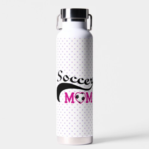 Pink Heart O Soccer Mom Water Bottle