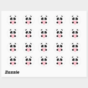 Pink Heart Panda Classic Round Sticker