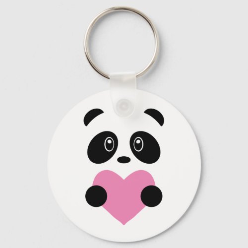 Pink Heart Panda Keychain