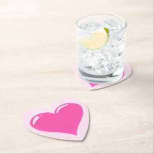 Pink Heart Paper Coaster