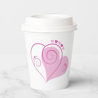 Pink Heart Paper Cups