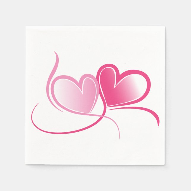 Pink Heart Paper Napkins (Front)