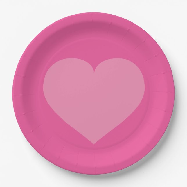 Pink Heart Paper Plates (Front)