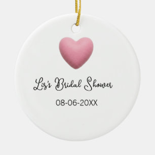 Pink heart pastel retro bridal shower date boho te ceramic ornament
