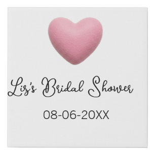 Pink heart pastel retro bridal shower date boho te faux canvas print