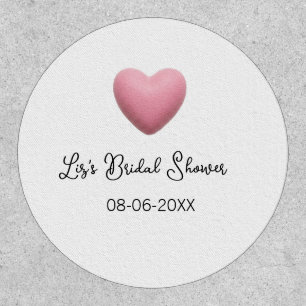 Pink heart pastel retro bridal shower date boho te patch