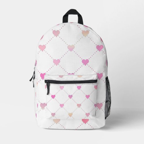 Pink Heart Pattern Backpack – Cute Diamond Grid