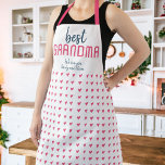 Pink Heart Pattern Best Grandma Mother`s Day  Apron<br><div class="desc">Cute Pink Heart Pattern Best Grandma Mother`s Day Apron. Hand-drawn pink hearts with white dots and modern typography. Add your names. You can change the grandma into nana,  gram,  grandmom, ...  Sweet keepsake apron for a grandmother for birthday,  Mother`s day or Christmas.</div>