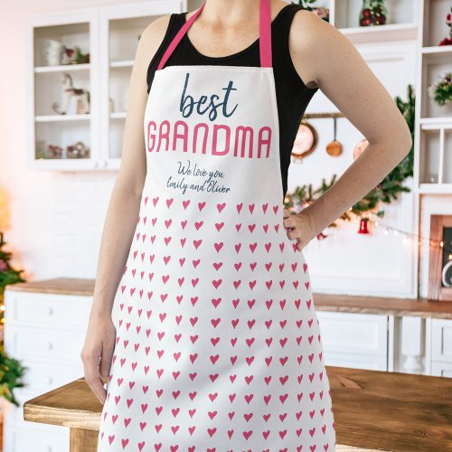 Pink Heart Pattern Best Grandma Mothers Day  Apron