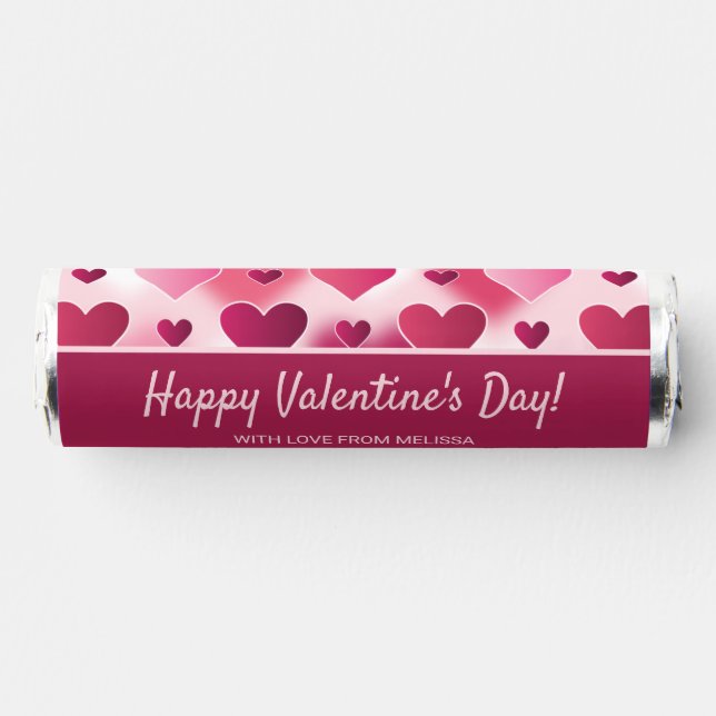 Pink Heart Pattern & Custom Text - Valentine's Day Breath Savers® Mints (Front)