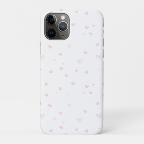 Pink Heart Pattern Girly Romantic Watercolor iPhone 11 Pro Case