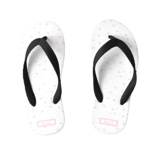 Pink Heart Pattern Girly Romantic Watercolor Kid's Flip Flops