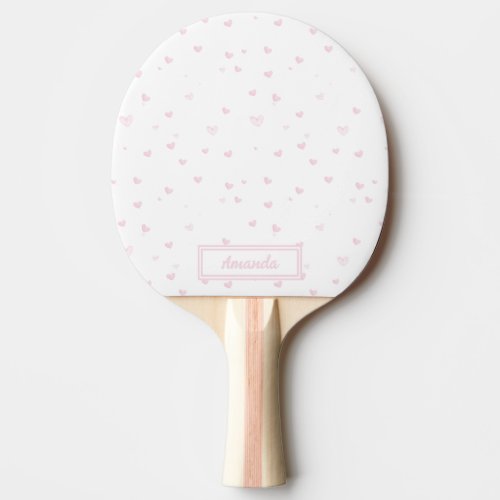 Pink Heart Pattern Girly Romantic Watercolor Ping Pong Paddle