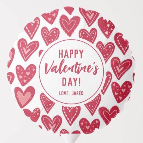 Pink Heart Pattern Happy Valentines Day Balloon