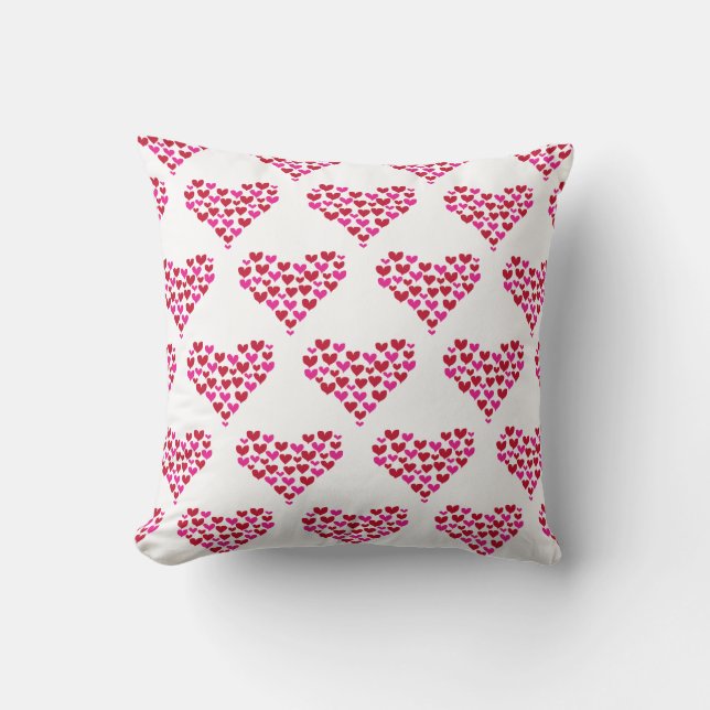 Pink Heart Pattern Love Graphic Throw Pillow (Front)