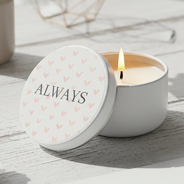 Pink Heart Pattern Minimal Serif Always Mini Candle Favors (Creator Uploaded)
