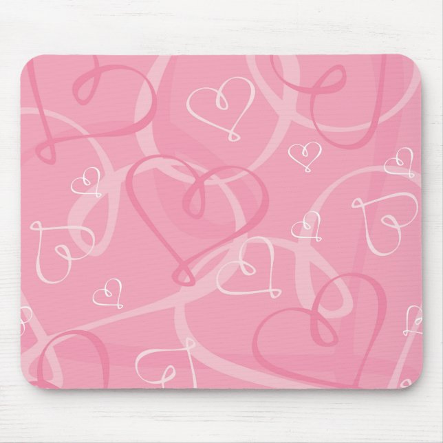 Pink heart pattern mouse pad (Front)