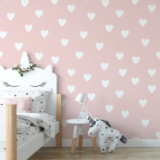Pink Heart Pattern Nursery Wallpaper Wallpaper