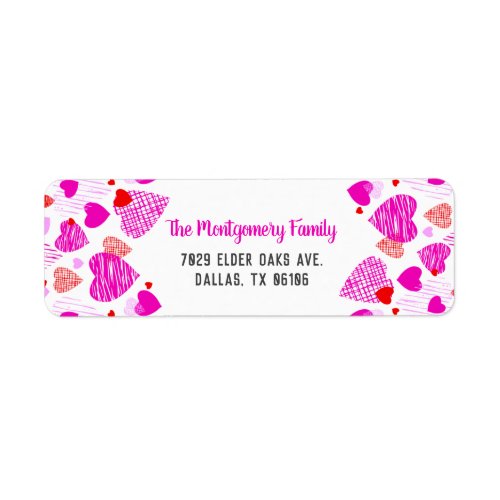 Pink Heart Pattern Personalized Name Valentine Label