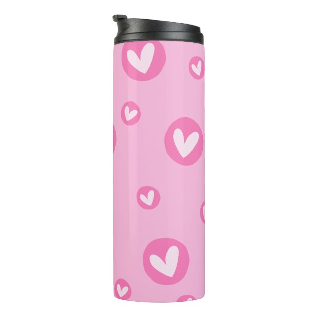 Pink Heart Pattern Thermal Bottle (Rotated Right)