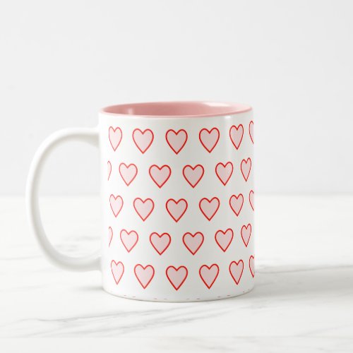 Pink Heart Pattern Two_Tone Coffee Mug