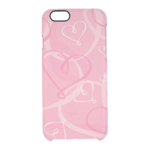 Pink heart pattern clear iPhone 6/6S case