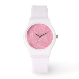 Pink heart pattern watch
