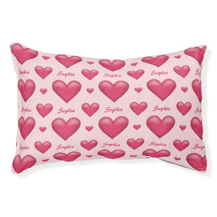 Pink Heart Pattern With Custom Pet Name Pet Bed